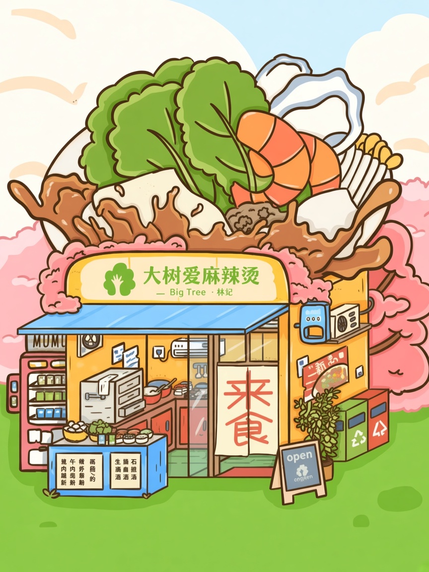 大树爱麻辣烫摊位